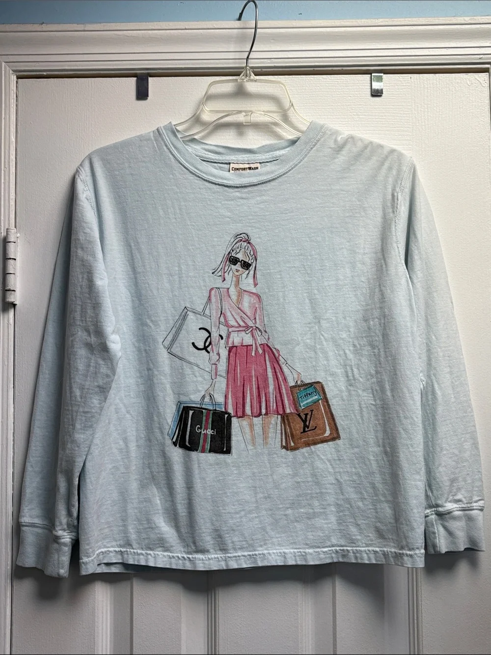 ComfortWash by Hanes Girls' Blue Graphic Tee